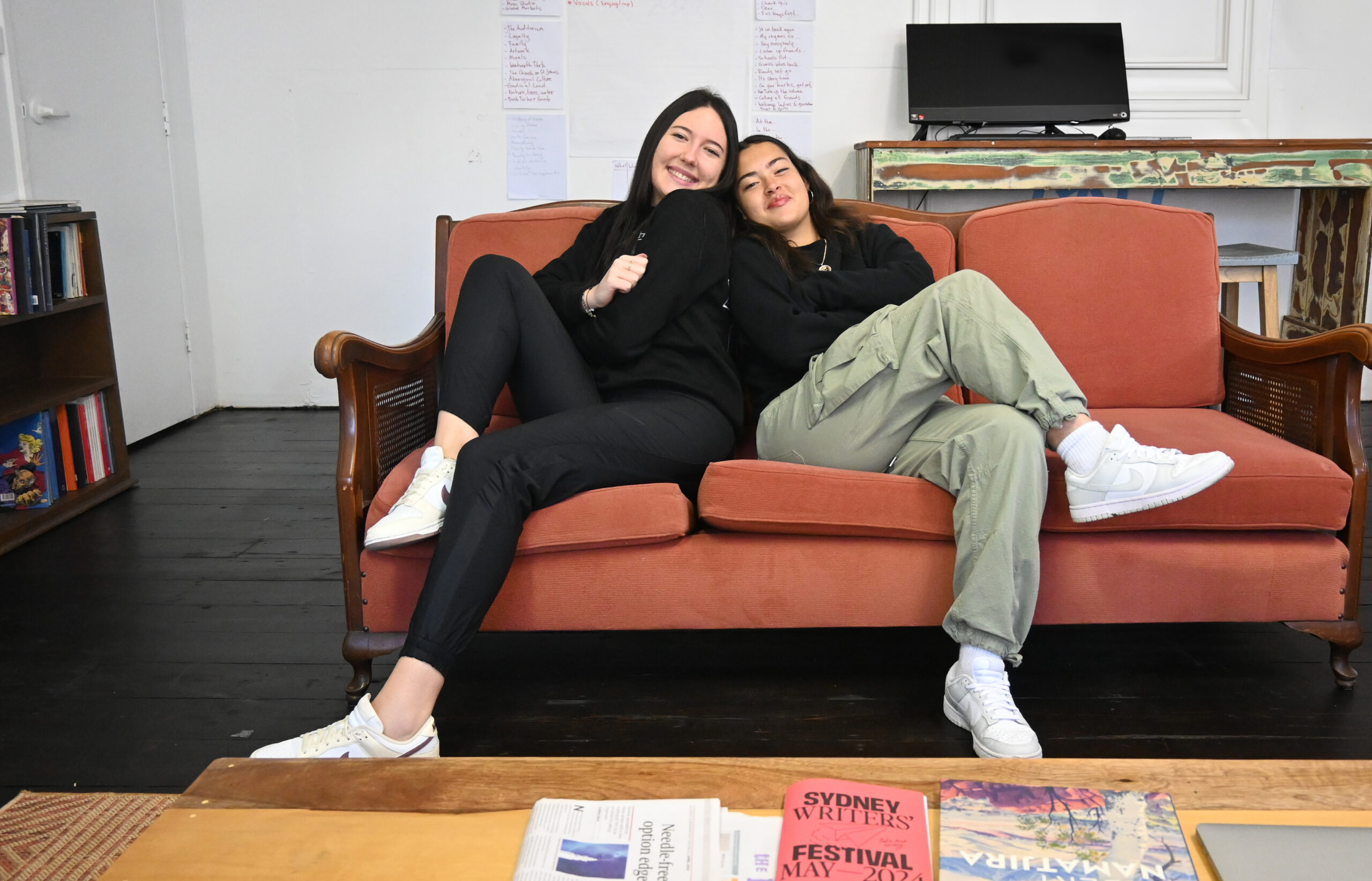 Sarah (left), Mali (right), sitting upstairs at Glebe Youth Service