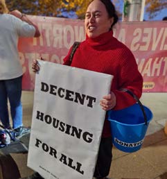 Edwina standing in protest, as photographed by Rose