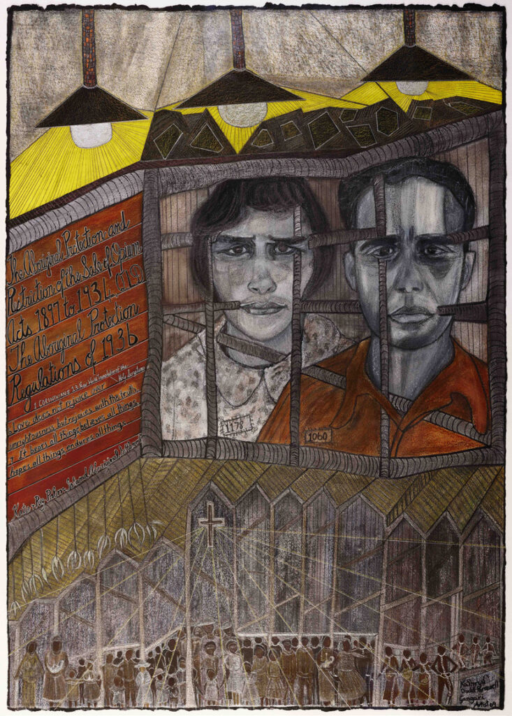 Pencil drawing and Watercolour on Paper artwork by Kathryn Dodd Farrawell called Love Endures All Obstacles.