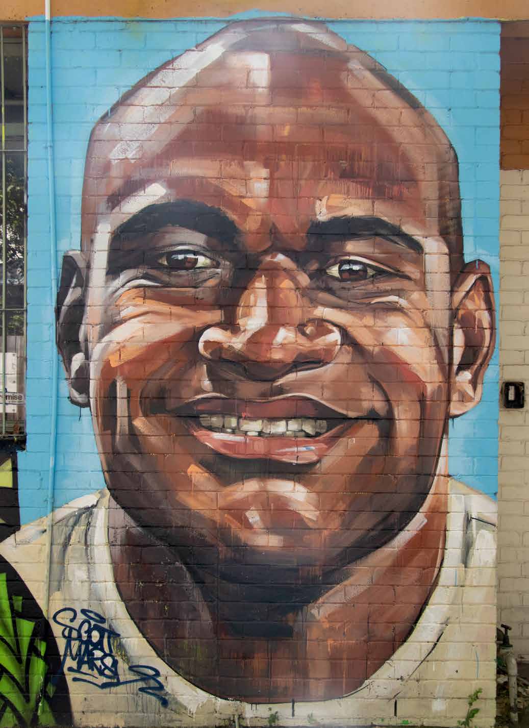 A mural of Grace’s son, Undi, which was commissioned by the Glebe Youth Service after he passed away.
